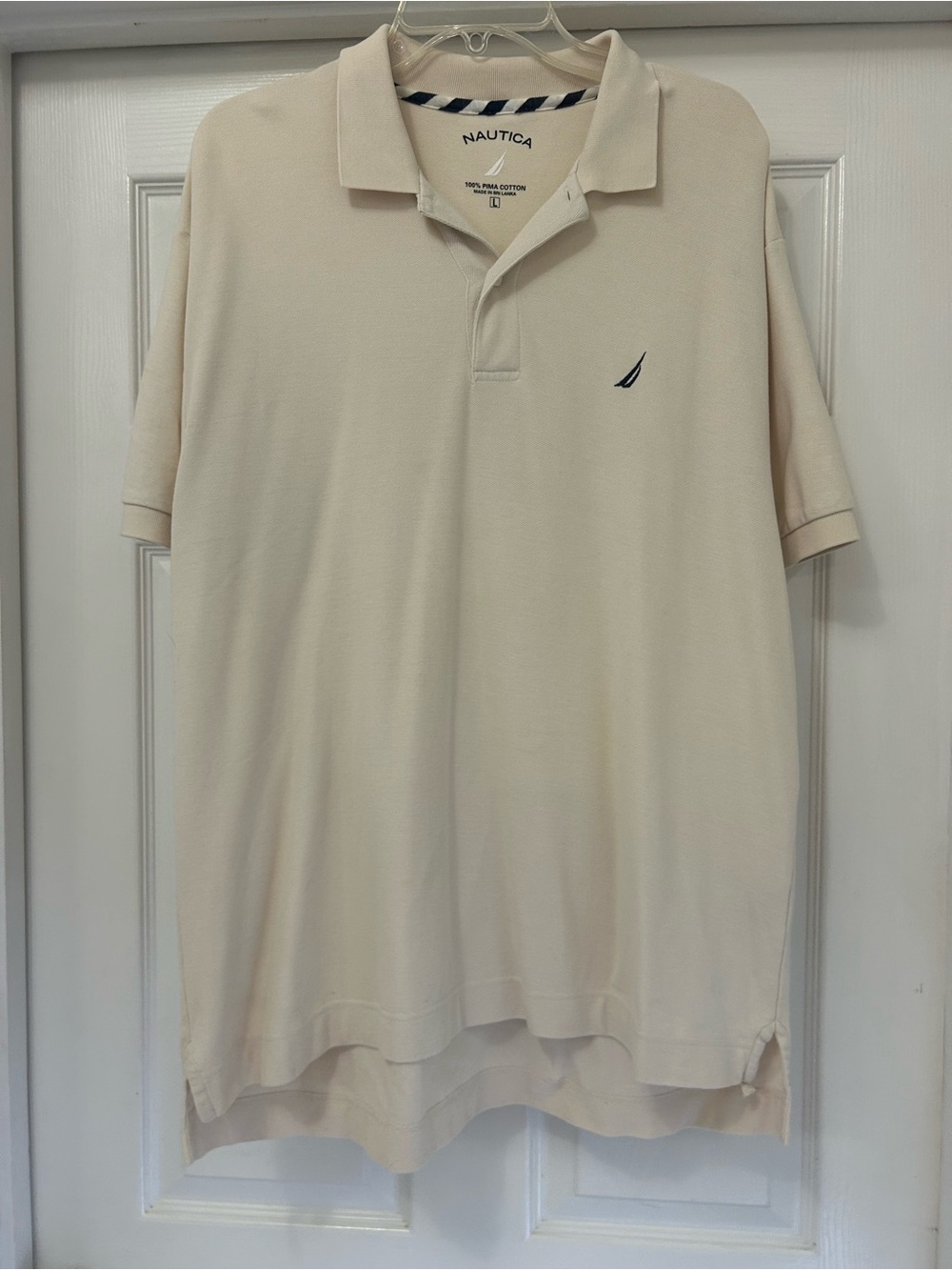 Nautica Men's Off-White Polo with Navy Logo